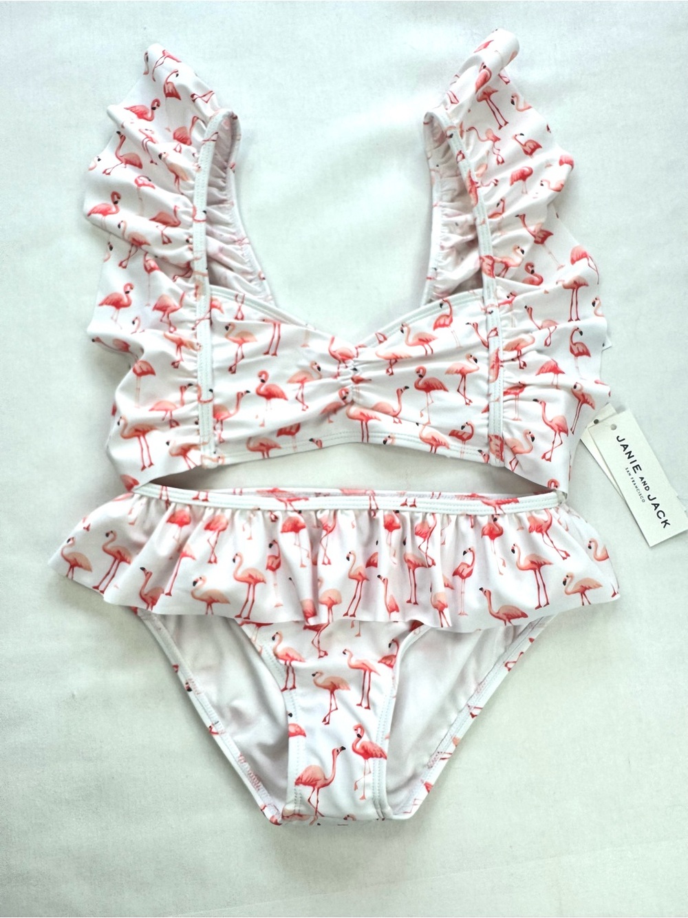 Janie and Jack Flamingo Print Ruffle two peice Swimsuit J